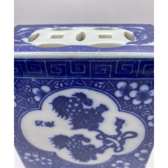 Chinese Blue and White Porcelain Opium Pillow Incense Burner Antique Used - Picture 3 of 16